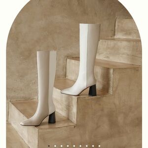 Two-tone White Knee-High Boots